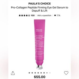 Paula's Choice Pro-Collagen Peptide Firming Eye Serum - Hot Pink Tube